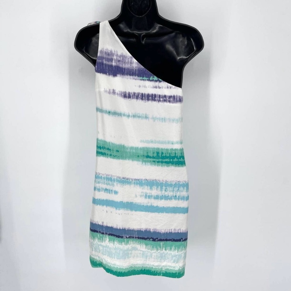 Banana Republic Silk Striped One Shoulder Mini Dress